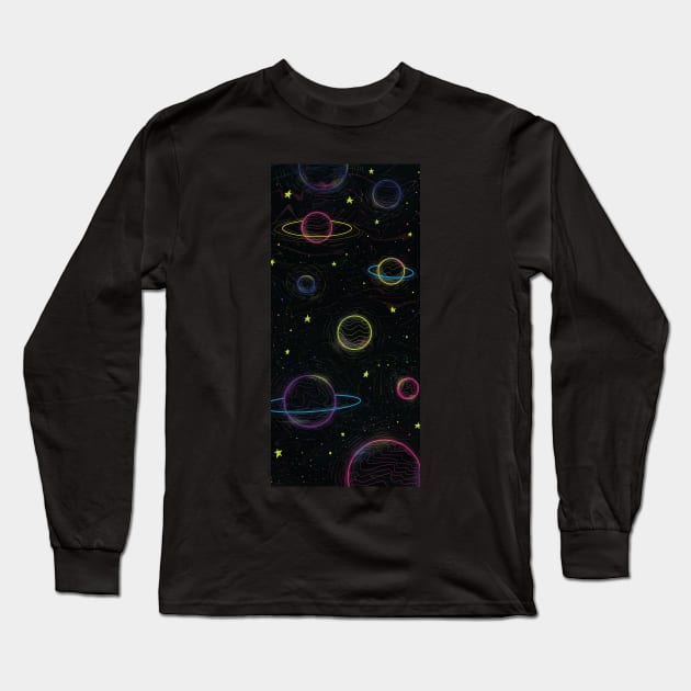 Space pattern Long Sleeve T-Shirt by Dawaly